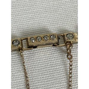 Vintage Harwood Ladies Faux Diamond watch band Yellow Gold Filled
